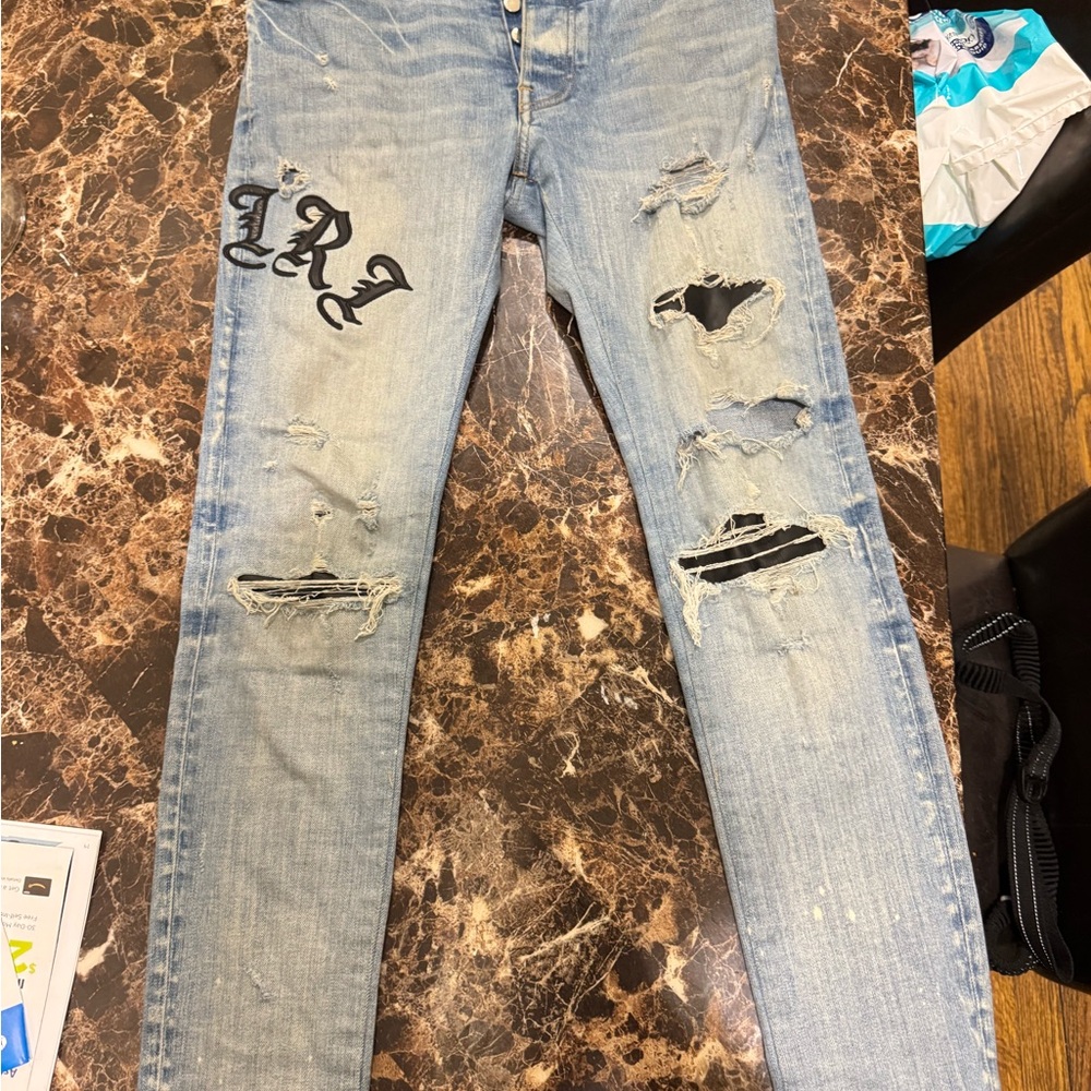 Amiri Skinny Old English Logo Jean ‘Clay Indigo’